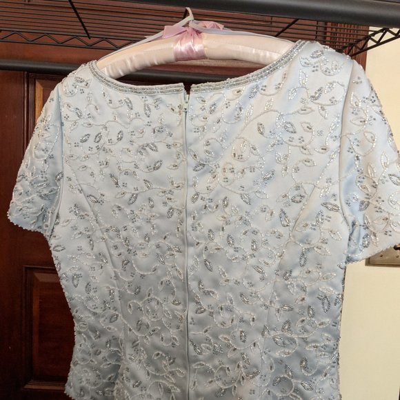 Ice Blue Formal 2PC Satin Full length Dress - Picture 7 of 8